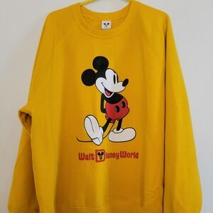 NWOT Disney Parks Walt Disney World Classic Mickey Mouse Sweatshirt Yellow XXL
